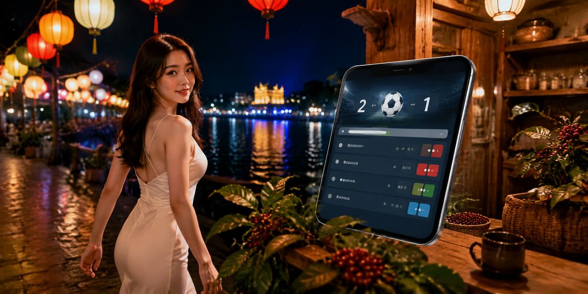 Người dùng tại Huế theo dõi thể thao và kiểm tra kèo qua điện thoại bên tách cà phê